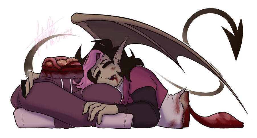 A morbidly wholesome piece of a manananggal sleeping on her own lap