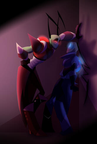 An Invader Zim inspired piece featuring my own character (the one in blue)