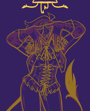 The sketch of a personal piece still in the making inspired by Bill Cipher