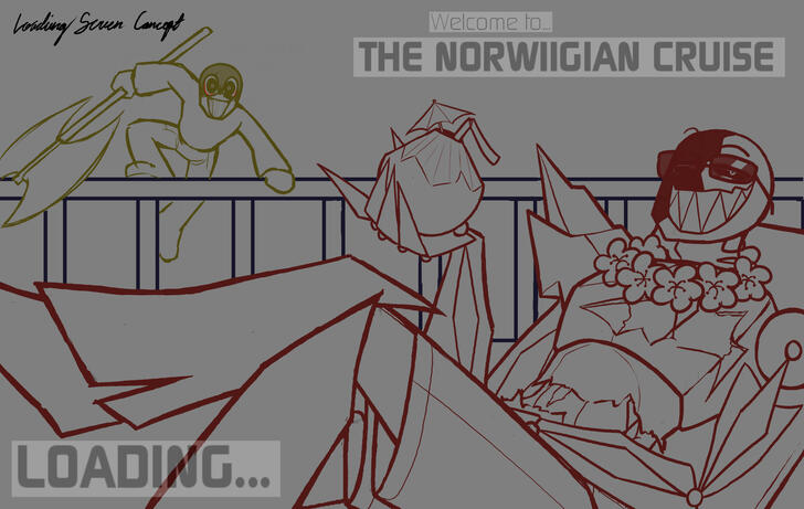 A concept sketch for a loading screen in WII DELETED YOU: SYSTEM OVERLOAD in the making